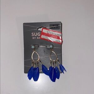 Blue Feather Earrings